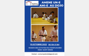 Amène un-e- ami-e-, amène un membre de ta famille essayer le judo samedi 15 octobre - MAM de Saint-Orens